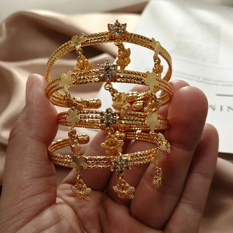 Gold Color Bangles For Women Girls Wedding Bracelet Bangles African Bridal Jewelery Bijoux Femme wedding Bangles jewelry