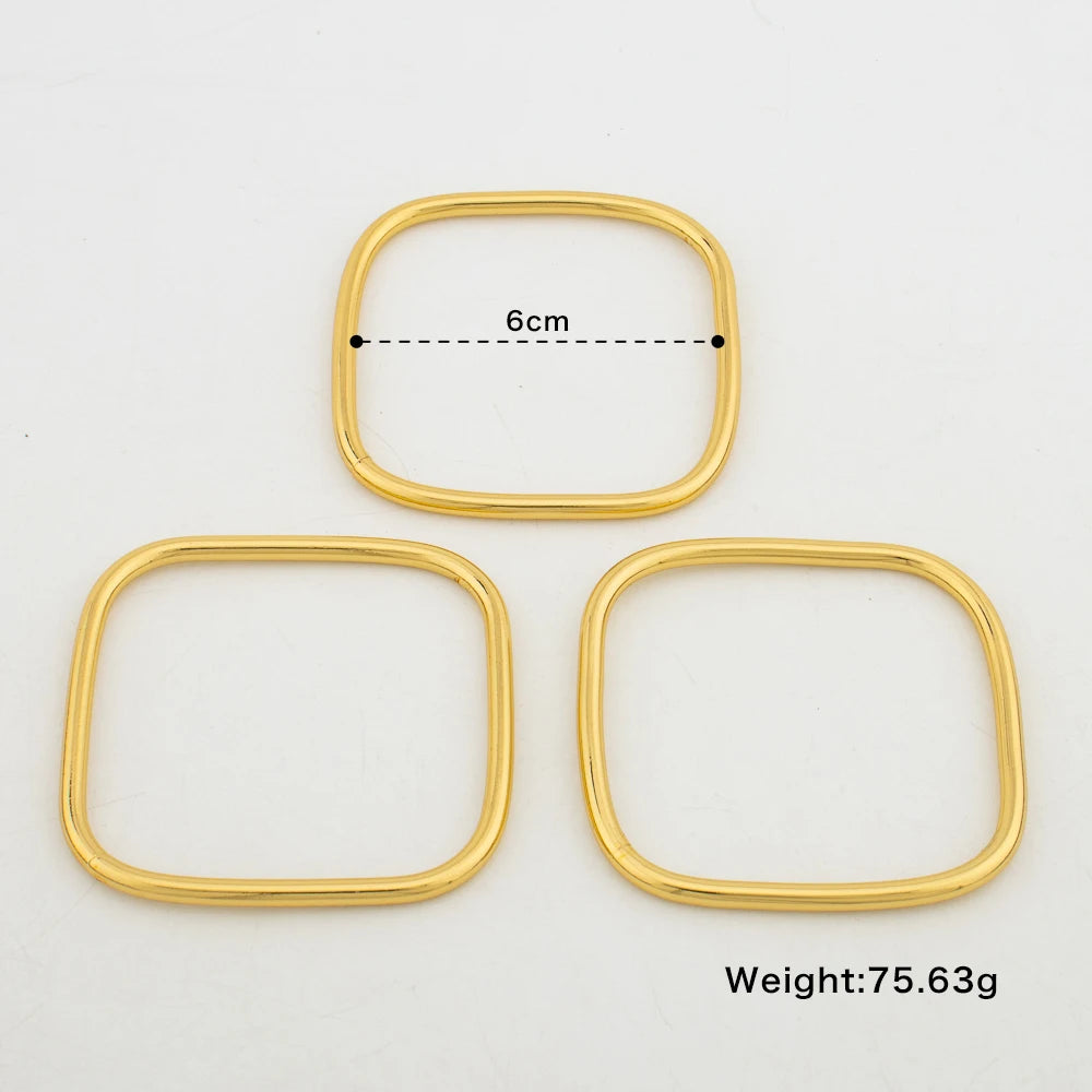 Trendy Round Square Bangles for Women Stainless Steel Dubai Gold Color Charm Bracelets Female Wedding Jewelry Accessories Gifts