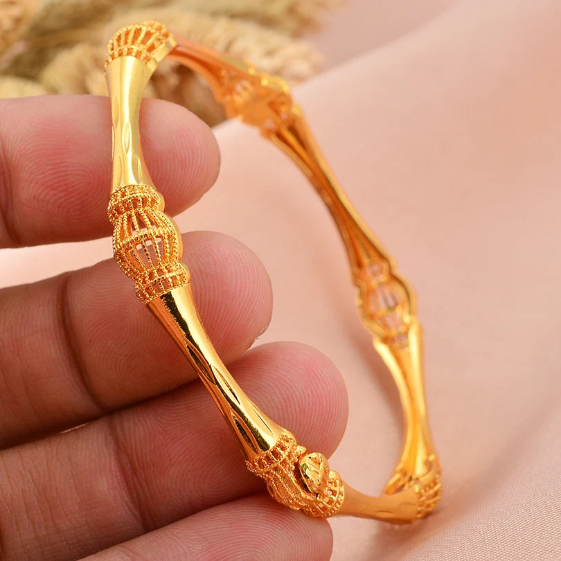 Dubai Arab Heart Stone Gold Jewelry Gold Color Bangles Child Bbay Children's Bangles Bracelets Ethiopian Jewelry Bangles Gift