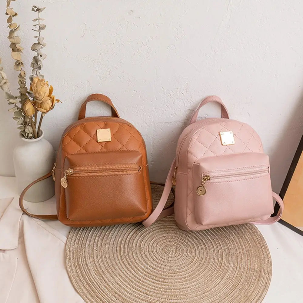 Ladies Large Capacity Portable PU Leather Backpack Waterproof knapsack Shoulder Bag Mini Rucksack