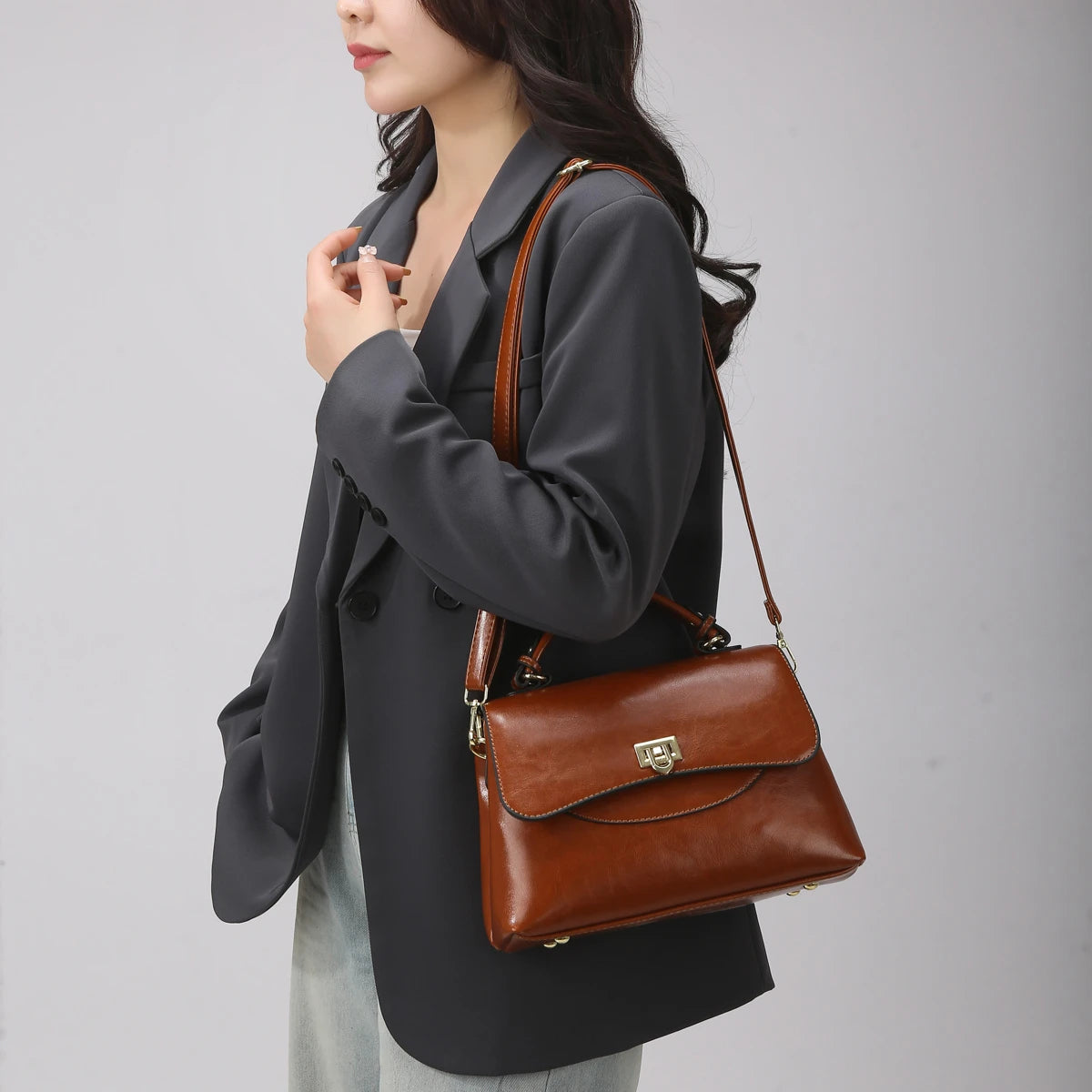 ladies handbags. Luxury 3-Piece PU Leather Women's Bag Set - Shoulder/Crossbody/Tote, Waterproof & Durable, Multi-Color Options