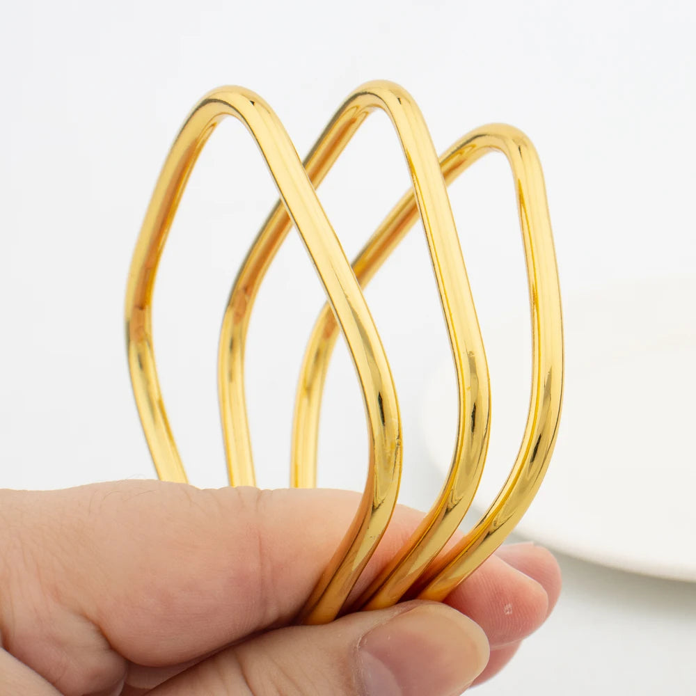 Trendy Round Square Bangles for Women Stainless Steel Dubai Gold Color Charm Bracelets Female Wedding Jewelry Accessories Gifts