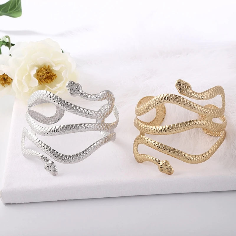 Upper Arm Bracelet Metal Coil Swirl Spiral Shape Armband Cuff Fashion Simple Arm Bangle Armlet Adjustable for Women Girl