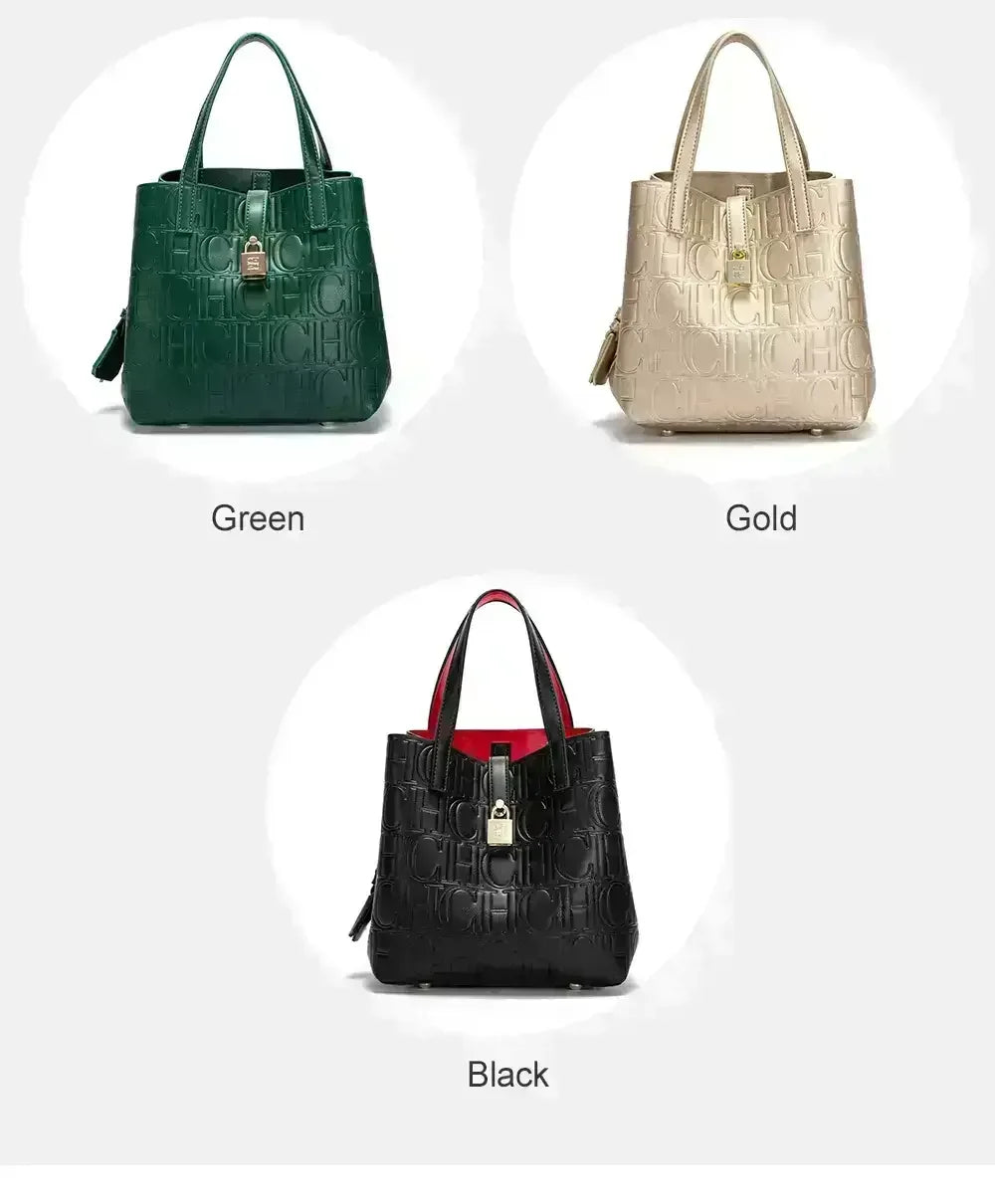CH Embossed Ladies Crossbody Bag Letter Printing Design Ladies Handbag Large Capacity Tote Bag Elegant Temperament Ladies Should