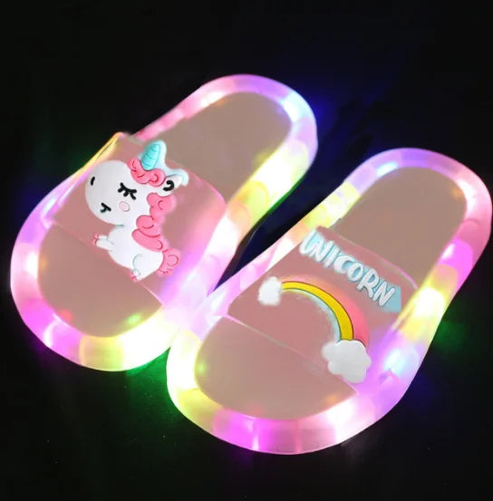 2023 Girl Slippers Children LED Kids Slippers Baby Bathroom Sandals Kids Shoes for Girl Boys Light Up Shoes Toddler
