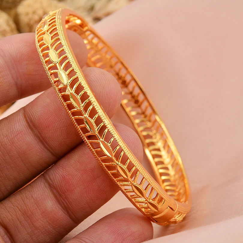Dubai Arab Heart Stone Gold Jewelry Gold Color Bangles Child Bbay Children's Bangles Bracelets Ethiopian Jewelry Bangles Gift