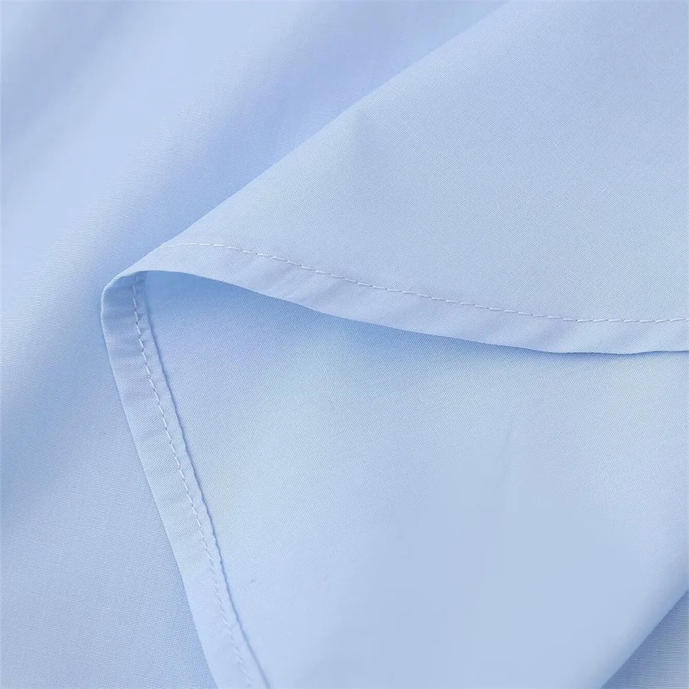 2024ZAR * New Spring/Summer Women's Wear European and American Style Fashion Artificial Jewelry Decoration Poplin Shirt