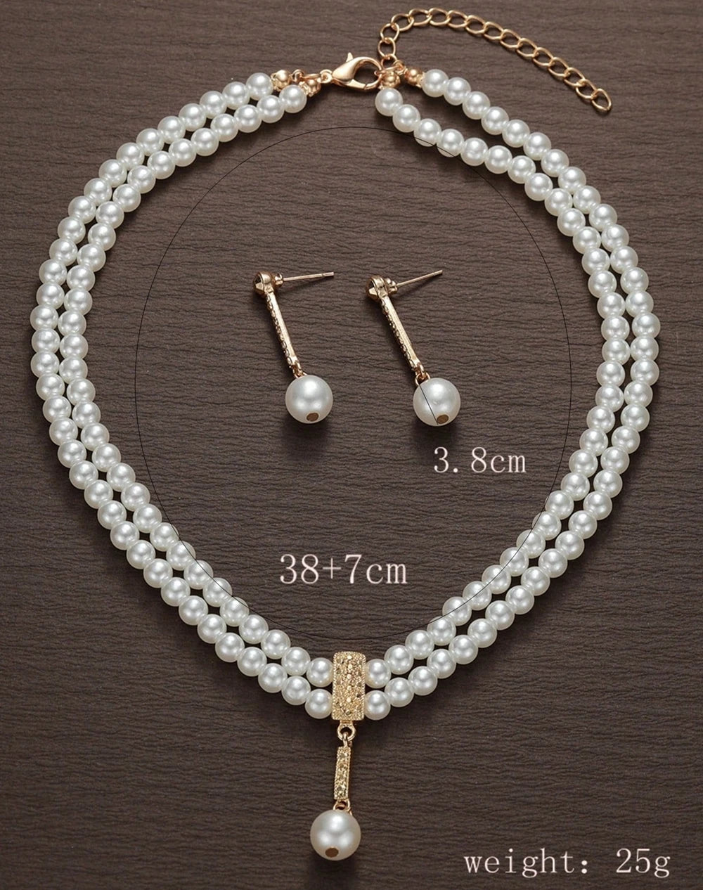 New Fashionable Bridal Jewelry Set Elegant Handmade Imitation Pearl Beaded Necklace And Earrings For Women Wedding Accessories