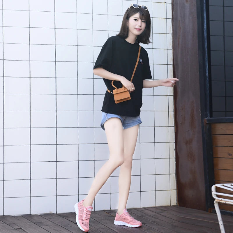 2022 Summer New Ladies Sneakers Breathable Lightweight Outdoor Running Sneakers Ladies Solid Color Tennis Ladies Casual Shoes