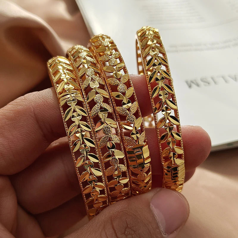 Gold Color Bangles For Women Girls Wedding Bracelet Bangles African Bridal Jewelery Bijoux Femme wedding Bangles jewelry