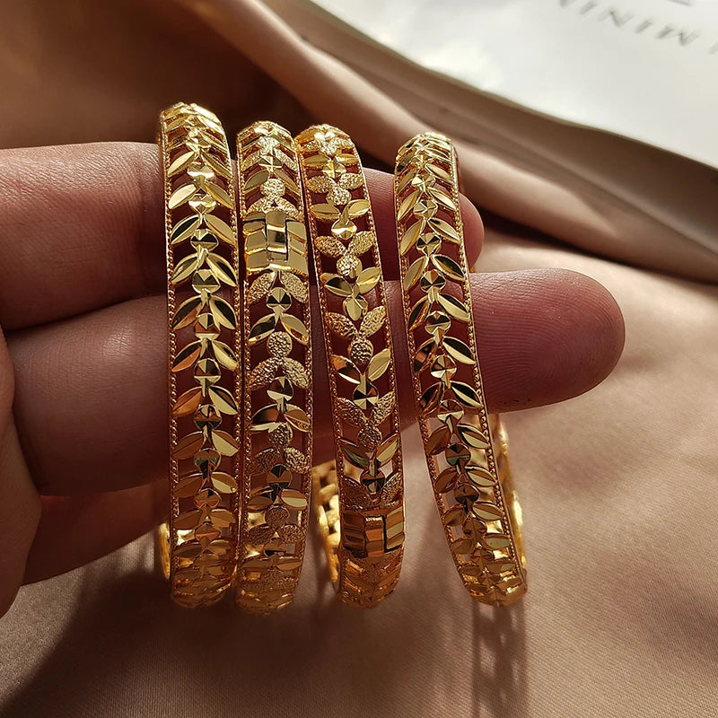 Gold Color Bangles For Women Girls Wedding Bracelet Bangles African Bridal Jewelery Bijoux Femme wedding Bangles jewelry