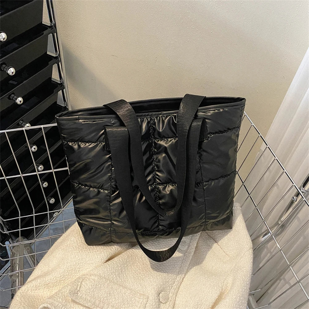 Fashion Ladies Tote Handbags Large Capacity Cotton Padded Top-handle Bags Rhombus Purses Handbags Quilted Solid for Office Work