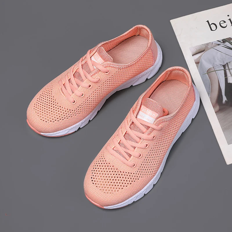 2022 Summer New Ladies Sneakers Breathable Lightweight Outdoor Running Sneakers Ladies Solid Color Tennis Ladies Casual Shoes