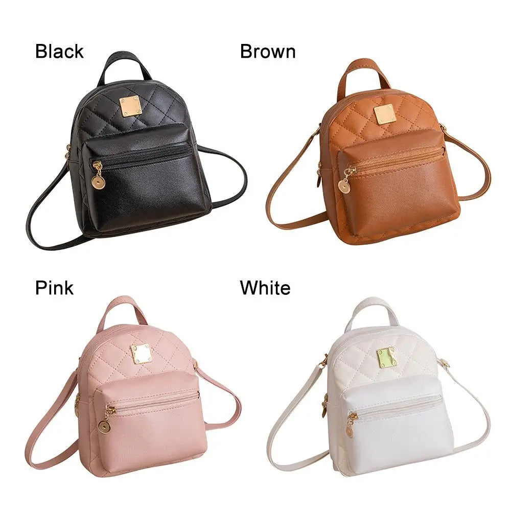Ladies Large Capacity Portable PU Leather Backpack Waterproof knapsack Shoulder Bag Mini Rucksack
