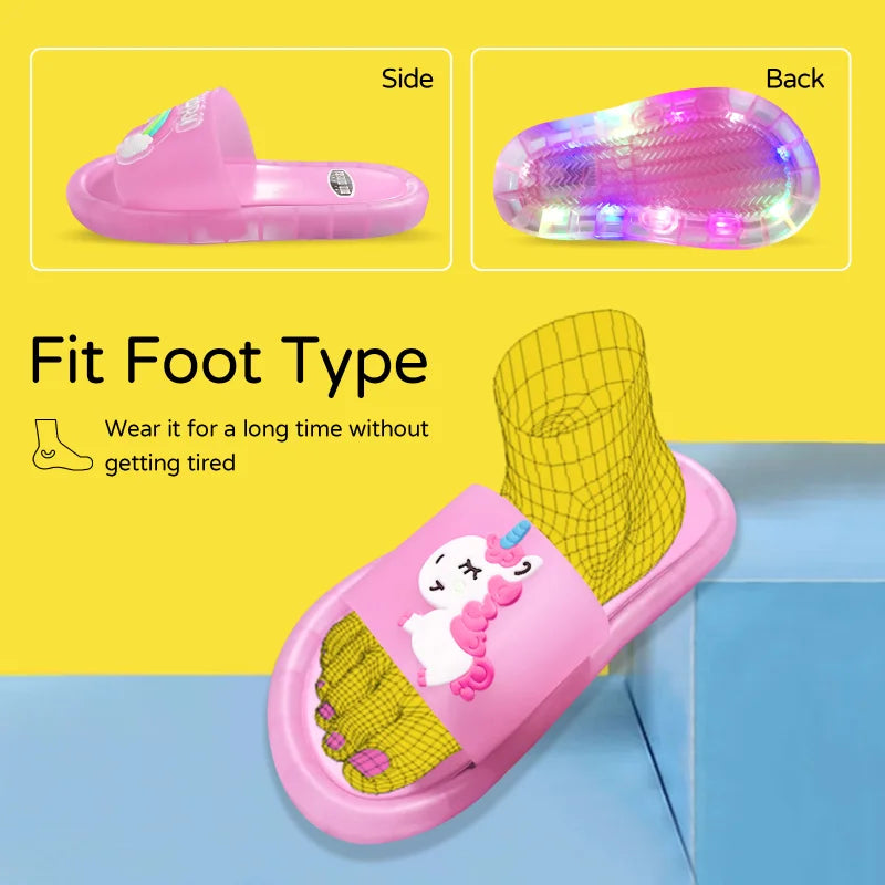 2023 Girl Slippers Children LED Kids Slippers Baby Bathroom Sandals Kids Shoes for Girl Boys Light Up Shoes Toddler