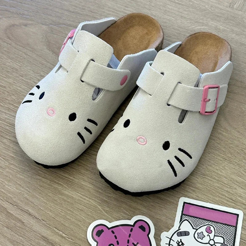 Hello Kitty Girl Slippers Sanrio Cute Anime Summer Female Thick Sole Flat Shoes Sweet Cartoon Outdoor Anti Slip Slippers Gifts