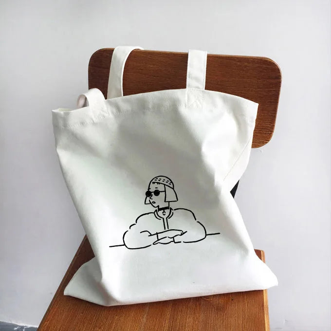 Ladies Handbags Girl Power Quotes Canvas Tote Bag Shopping Travel Women Eco Reusable Shoulder Shopper Bags High Capacity