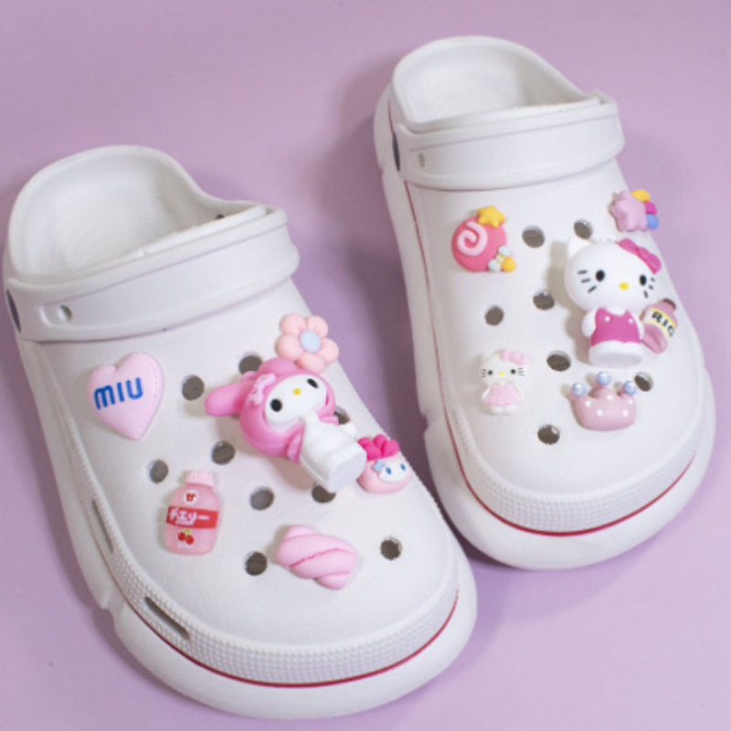 Sanrio Hello Kitty Croc Charms Kawaii Kuromi Shoe Buckle Accessories Girl Slippers DIY Decorations for Croc Jibz Bracelets Gift