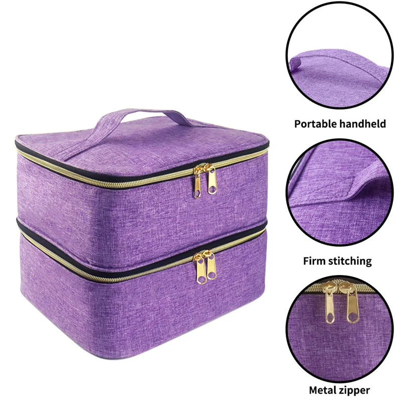 Portable 30 Bottles Nail Dryer Organizer Box Essential Oil Case Handbag Nail Polish Storage Bag Cosmetic Nailpolish Organizer