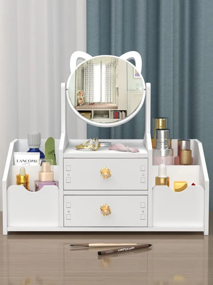 Makeup Organizer Large Capacity Cosmetic Storage Box Drawer Storage Jewelry Box Desktop NailPolish Makeup Container With Mirror