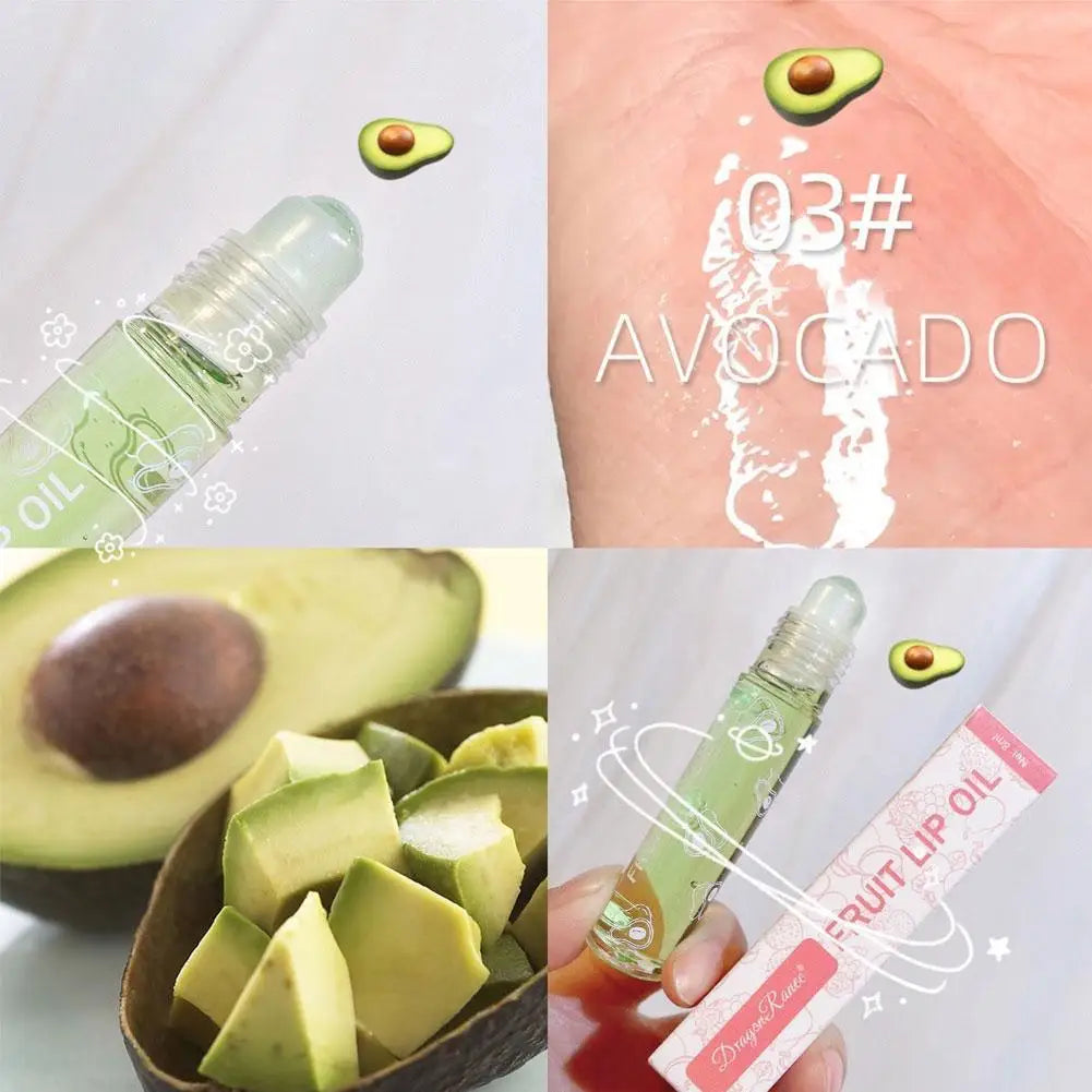 6 Colors Roll-on Fruit Essence Lip Balm Lip Oil Lip Moisturizing Mirror Primer Lip Lipstick Hydrating random Gloss Transparent