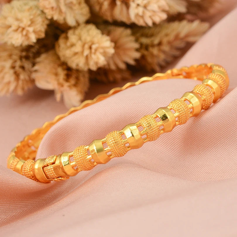 Dubai Arab Heart Stone Gold Jewelry Gold Color Bangles Child Bbay Children's Bangles Bracelets Ethiopian Jewelry Bangles Gift