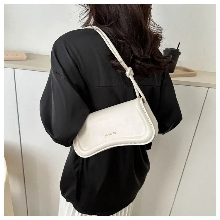 Ladies Shoulder Crossbody Bags Women Underarm Bags Solid Color Small Top-handle Bags Purse Female Daily Handbags PU Leather