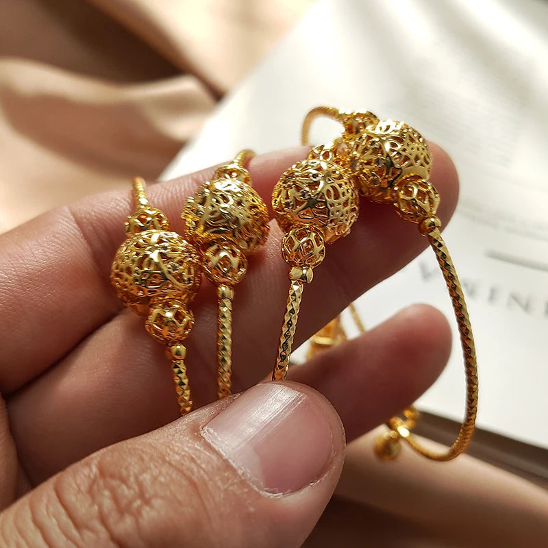 Gold Color Bangles For Women Girls Wedding Bracelet Bangles African Bridal Jewelery Bijoux Femme wedding Bangles jewelry