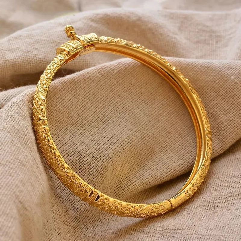 24k Bangles Girls Dubai Gold Color Turkish Egyptian Algeria Indian Moroccan Saudi Gold Color Bangles Kids Bangles Jewelry