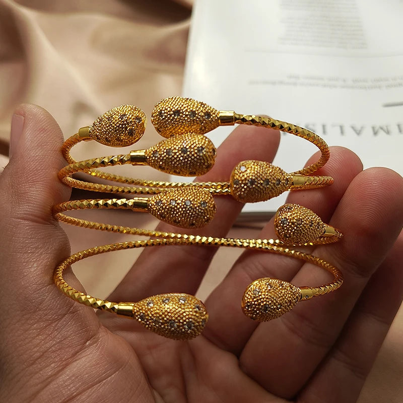 Gold Color Bangles For Women Girls Wedding Bracelet Bangles African Bridal Jewelery Bijoux Femme wedding Bangles jewelry