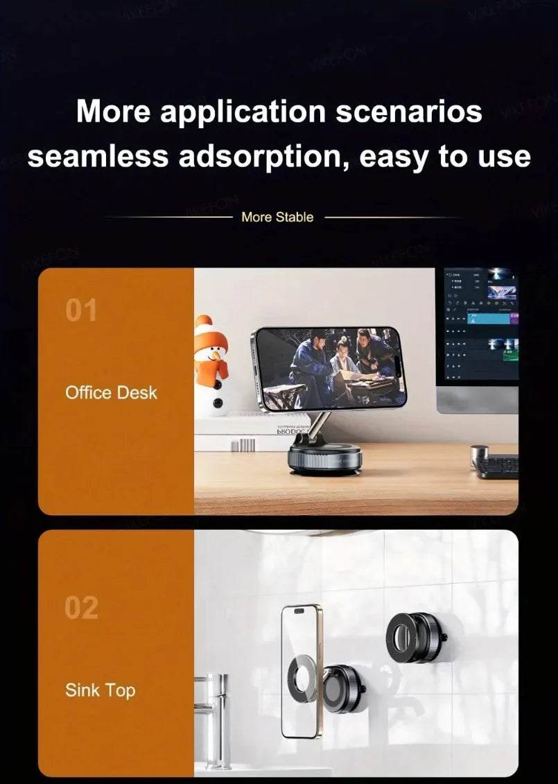 Magnetic Car Phone Holder 360° Rotation Folding With Vacuum Suction Cup For iPhone 12-16 Series Car/Gym/Driving Phone Holder