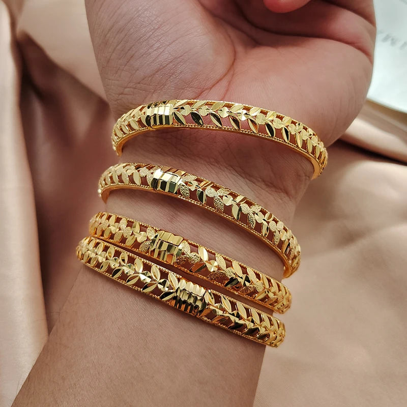 Gold Color Bangles For Women Girls Wedding Bracelet Bangles African Bridal Jewelery Bijoux Femme wedding Bangles jewelry