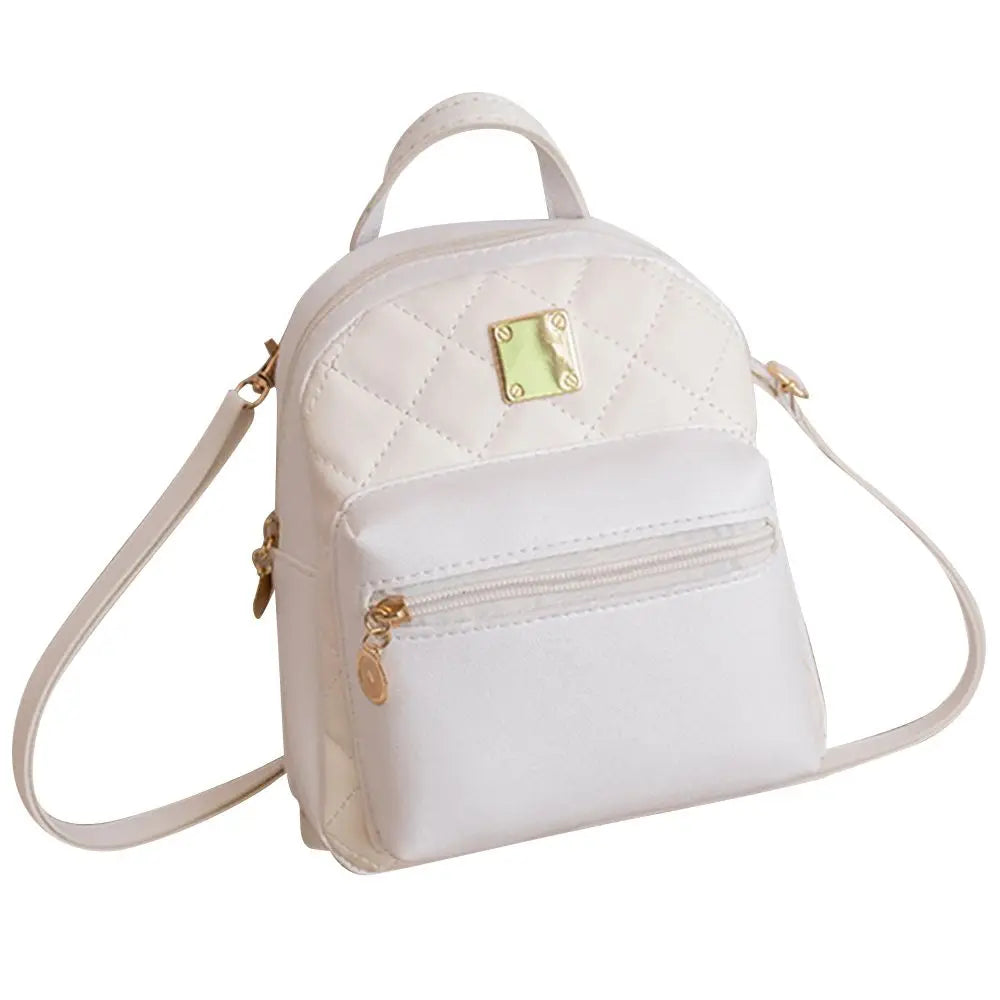 Ladies Large Capacity Portable PU Leather Backpack Waterproof knapsack Shoulder Bag Mini Rucksack