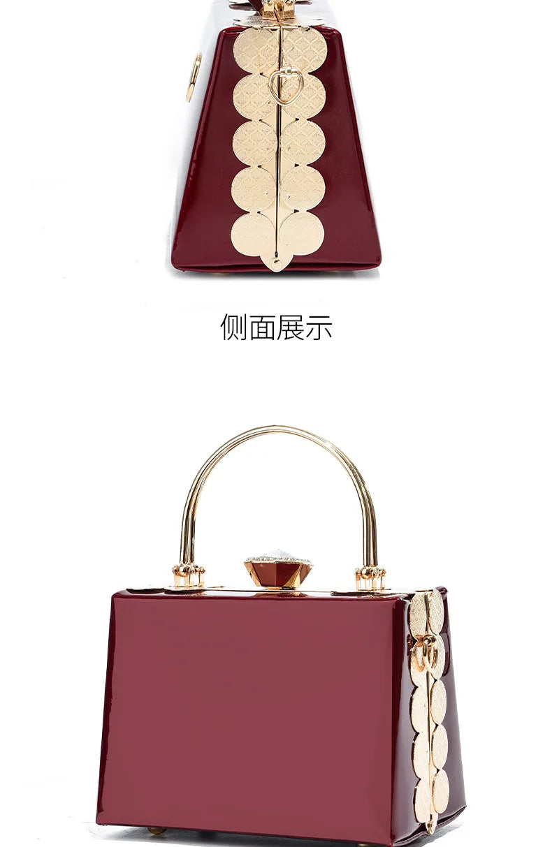 Quality Luxury Lady Messenger Bag Diamond Ladies Handbags Patent Leather Ladies Shoulder Bag Ladies Clutches Wedding Party Bags