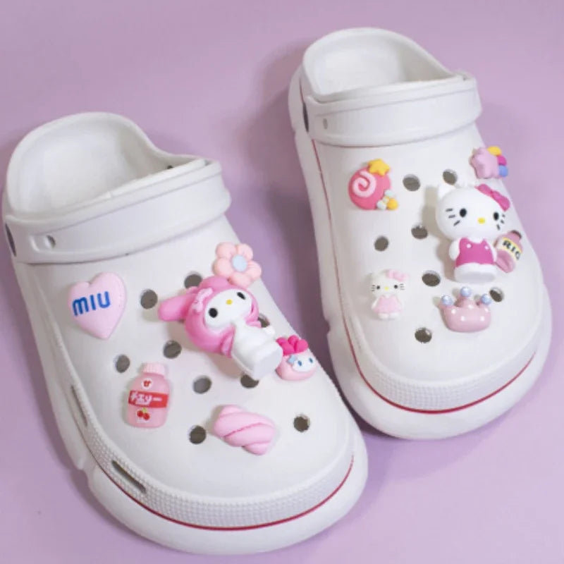Sanrio Hello Kitty Croc Charms Kawaii Kuromi Shoe Buckle Accessories Girl Slippers DIY Decorations for Croc Jibz Bracelets Gift