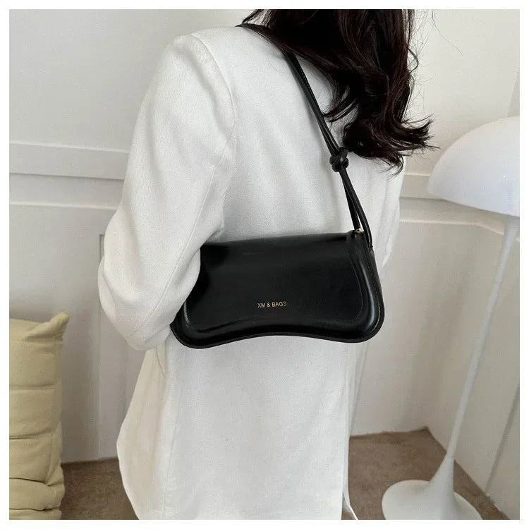 Ladies Shoulder Crossbody Bags Women Underarm Bags Solid Color Small Top-handle Bags Purse Female Daily Handbags PU Leather