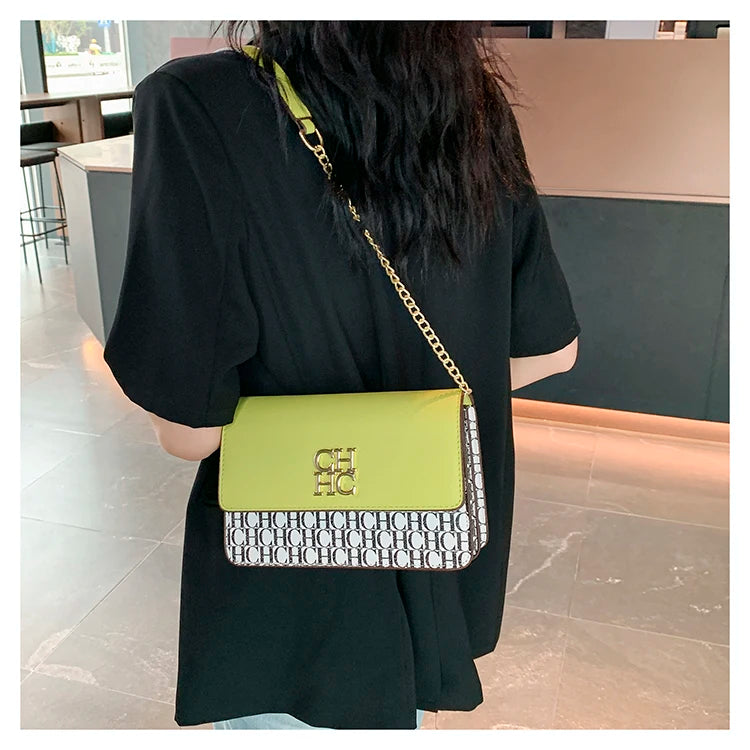 CH Multi Embossed Ladies Handbag Classic Ladies Crossbody Bag Ladies Shoulder Bag Fashion Luxury Brand Pure Color Design