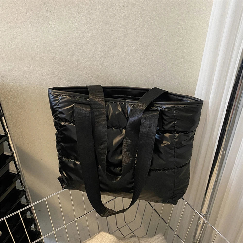 Fashion Ladies Tote Handbags Large Capacity Cotton Padded Top-handle Bags Rhombus Purses Handbags Quilted Solid for Office Work
