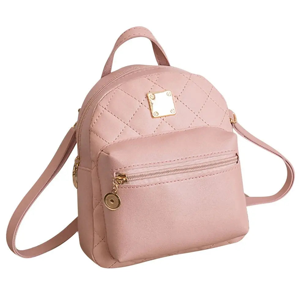 Ladies Large Capacity Portable PU Leather Backpack Waterproof knapsack Shoulder Bag Mini Rucksack