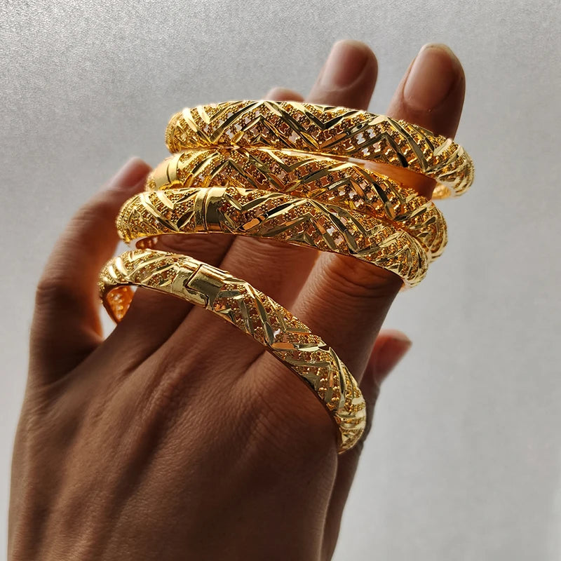 Gold Color Bangles For Women Girls Wedding Bracelet Bangles African Bridal Jewelery Bijoux Femme wedding Bangles jewelry