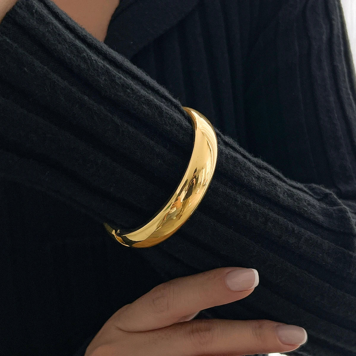 Ingemark Exaggerated Chunky Wide Bangles for Women on Hand Trend Goth Geometric Arm Bracelet Grunge Jewelry Steampunk Men Gift