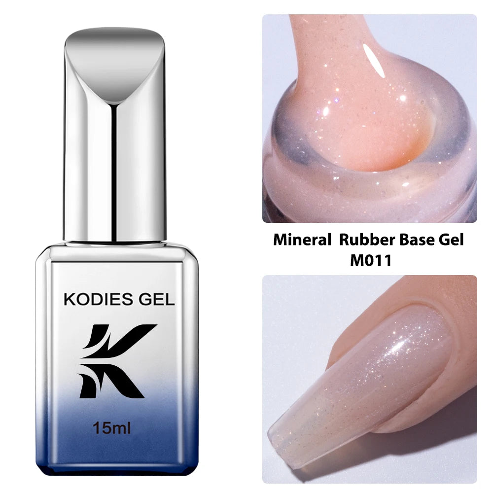KODIES GEL 2024 Gummy Base Gel Nailpolish 15ML UV Semi Permanent Thicker Strong Hold Base Coat Primer Clear Nail Art Supplies