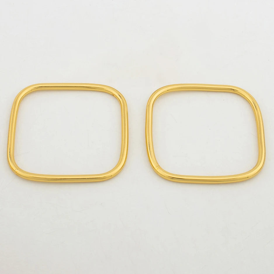 Trendy Round Square Bangles for Women Stainless Steel Dubai Gold Color Charm Bracelets Female Wedding Jewelry Accessories Gifts