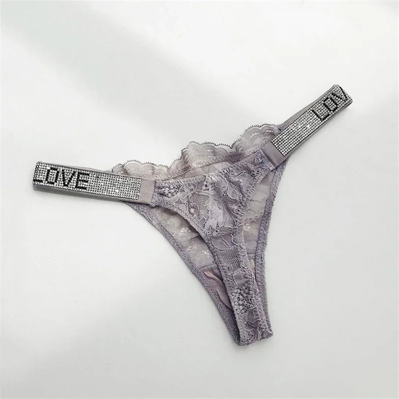 Shiny Rhinestone Thong Ladies Low Waist Panties Sexy Lingerie Ladies Briefs Underwear Panties Underwear Ladies Lingerie Thongs