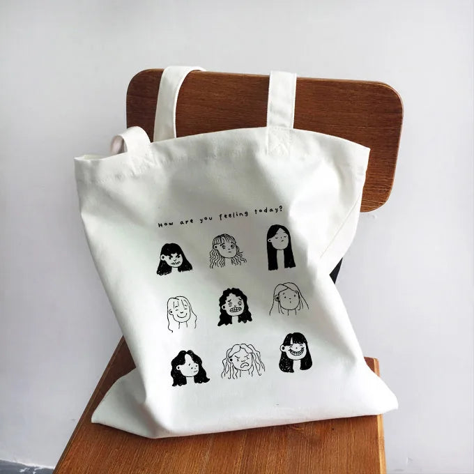 Ladies Handbags Girl Power Quotes Canvas Tote Bag Shopping Travel Women Eco Reusable Shoulder Shopper Bags High Capacity