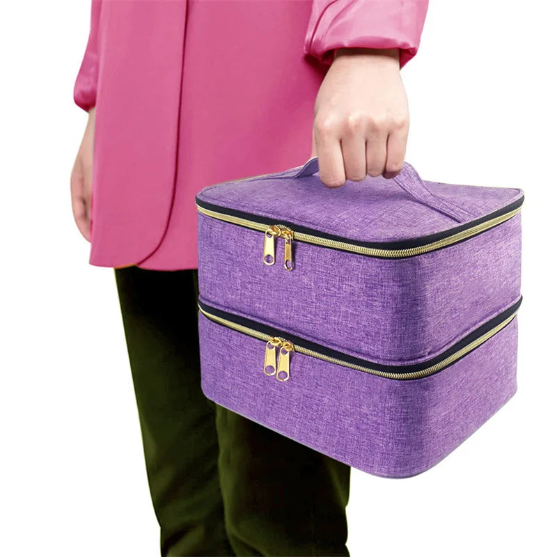 Portable 30 Bottles Nail Dryer Organizer Box Essential Oil Case Handbag Nail Polish Storage Bag Cosmetic Nailpolish Organizer