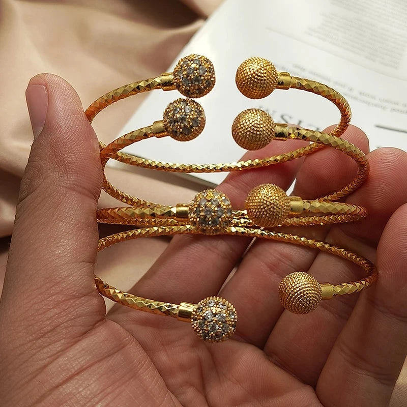 Gold Color Bangles For Women Girls Wedding Bracelet Bangles African Bridal Jewelery Bijoux Femme wedding Bangles jewelry