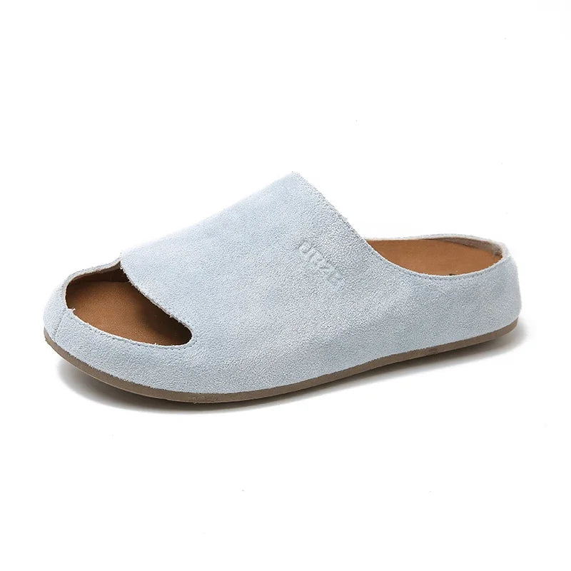 Women's Slides Plat Slippers Casual Closed Toe Round Toe Suede Clog Sandals Autumn New Retro Solid Color Fashion Shoes Slippers