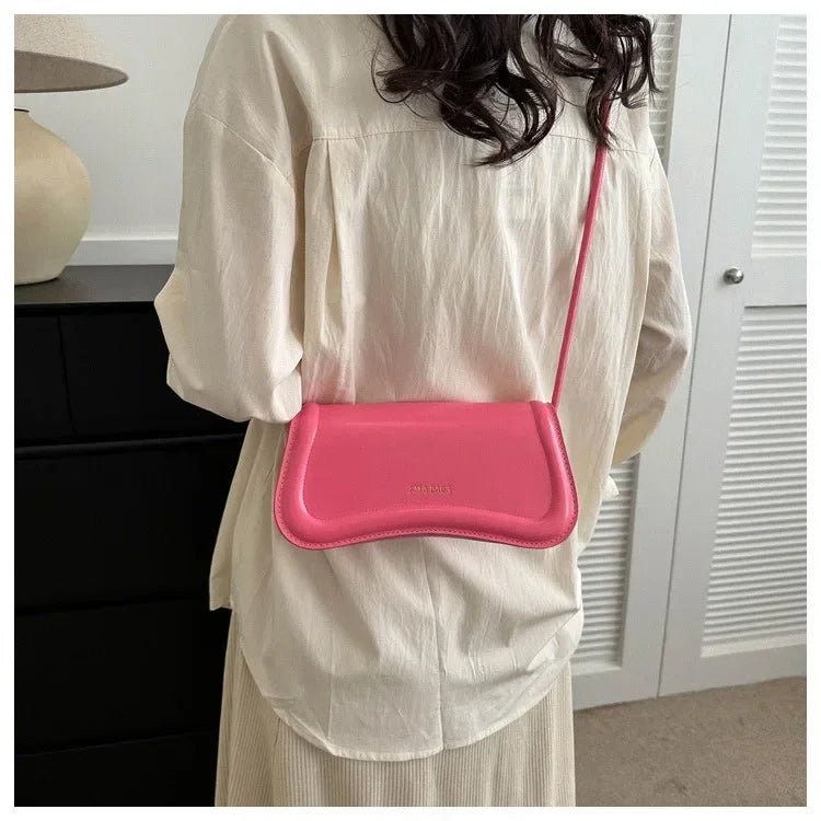 Ladies Shoulder Crossbody Bags Women Underarm Bags Solid Color Small Top-handle Bags Purse Female Daily Handbags PU Leather