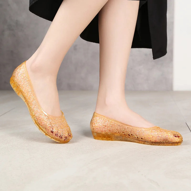 Ladies Sandals Sequin Flat Ladies Sandals Ladies Beach Jelly Shoes Women Shoes Sandalias De Mujer Clear Flat Sandals